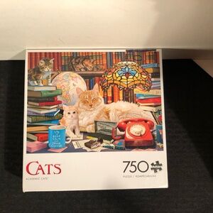 Buffalo Games 750-Piece Cats Puzzle with Red and Blue Accents